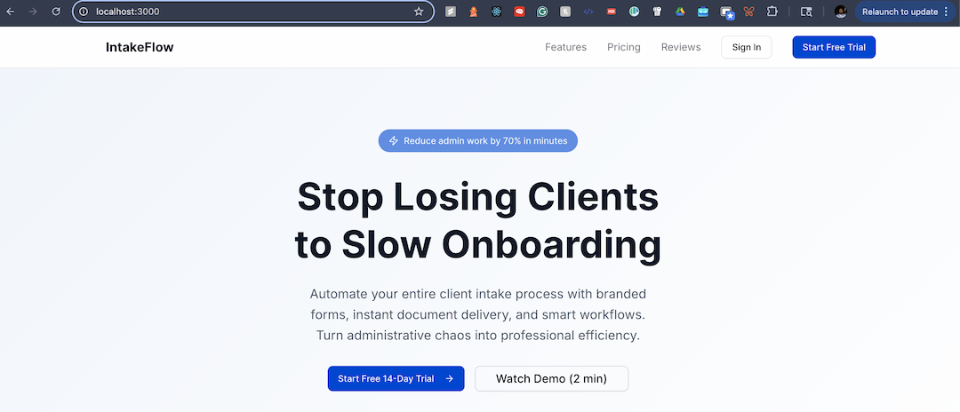 sign in page with sign in button